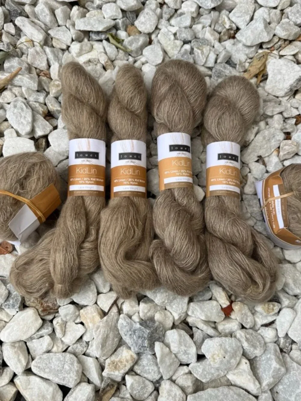KidLin Tan Beige Linen Kid Mohair Sweater Quantity Yarn Destatsh 6 Skeins